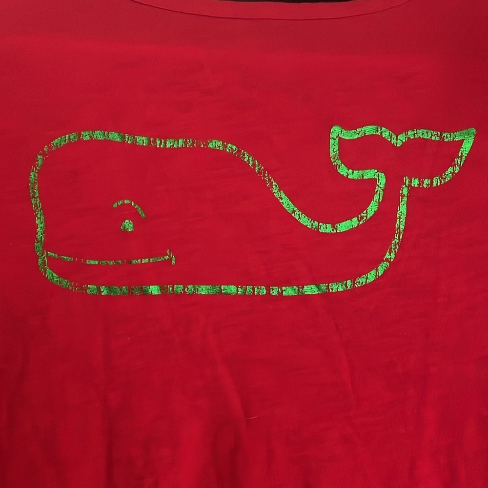 Vineyard Vines Christmas Girls Foil Whale Logo top 14 Large - Picture 5 of 5